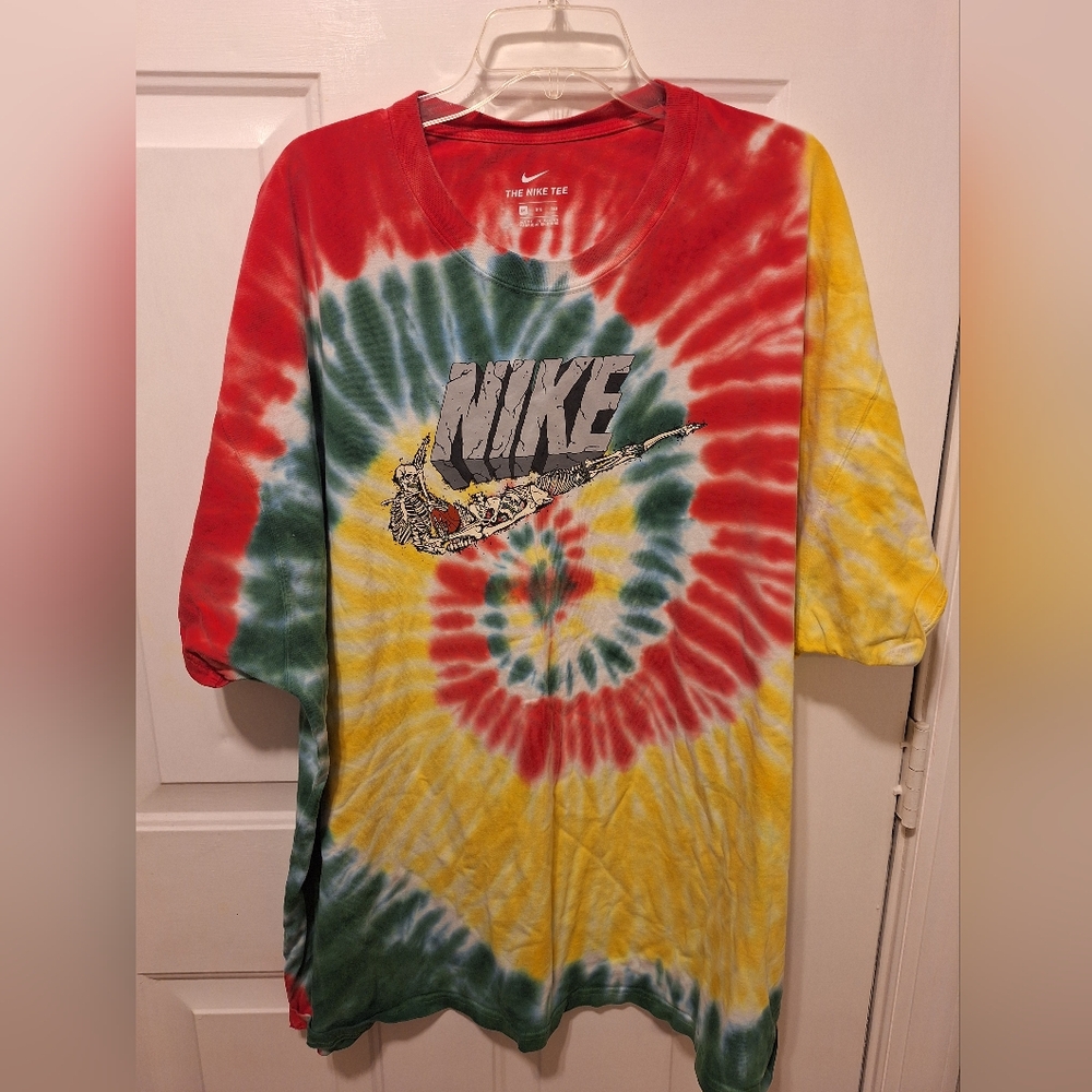 Mens Nike skull bones skeleton tyedye T-Shirt 3xl